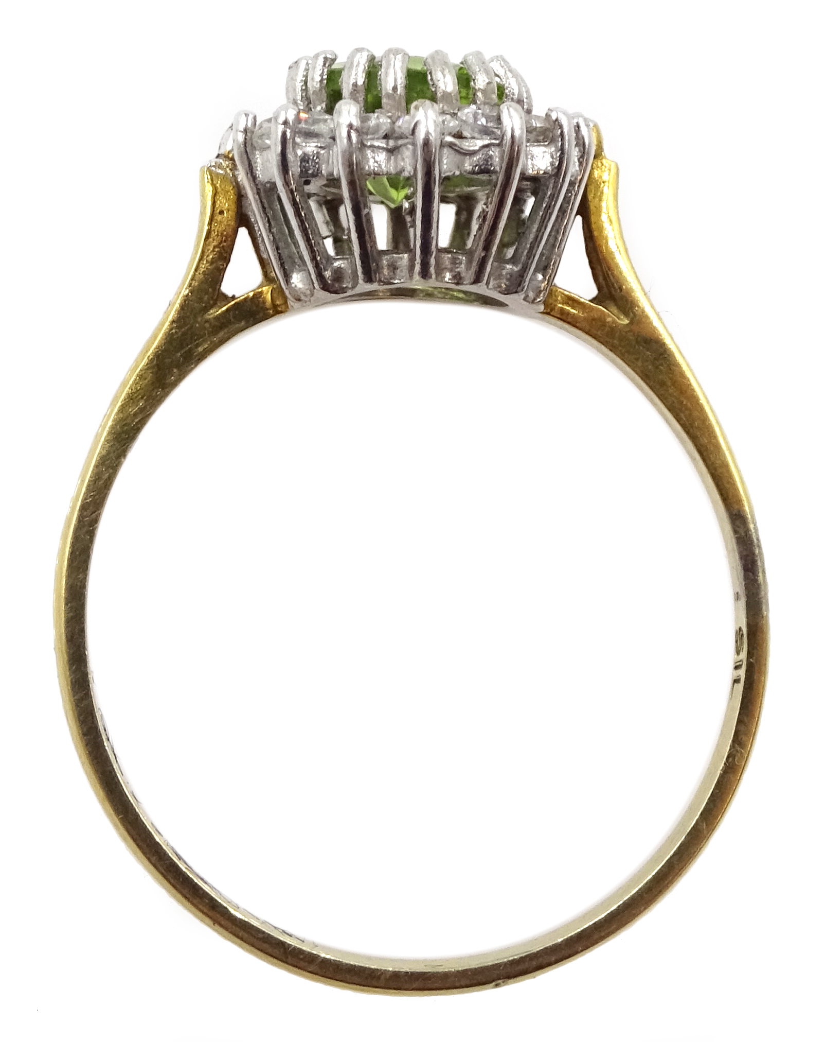 Silver-gilt peridot and cubic zirconia ring, stamped Sil - Image 5 of 5