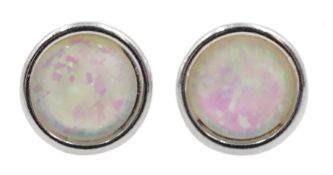 Pair of silver opal stud earrings, stamped 925