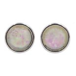 Pair of silver opal stud earrings, stamped 925