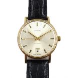 Garrard 9ct gold gentleman's automatic wristwatch, with date aperture, presented by Ford to C Jackso