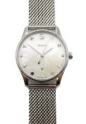 Gucci G-Timeless ladies stainless steel bracelet wristwatch, mother of pearl dial, quartz movement,