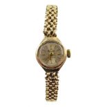 Accurist 9ct gold ladies manual wind bracelet wristwatch, hallmarked