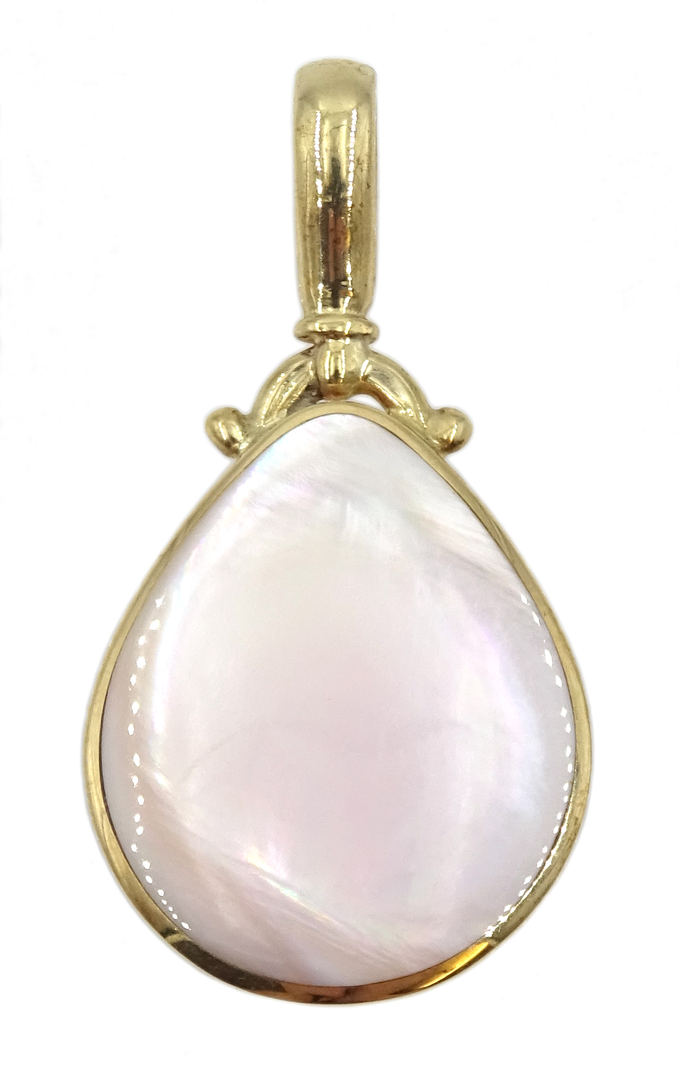 9ct gold Blue John and mother of pearl double-sided pendant, hallmarked - Image 6 of 9