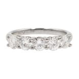 18ct white gold five stone round brilliant cut diamond ring, hallmarked, diamond total weight approx