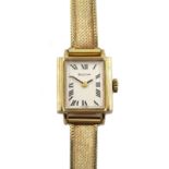 Bulova 9ct gold ladies manual wind bracelet wristwatch, London import marks 1978, in original box