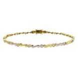 18ct white and yellow gold cubic zirconia set bracelet, stamped 750