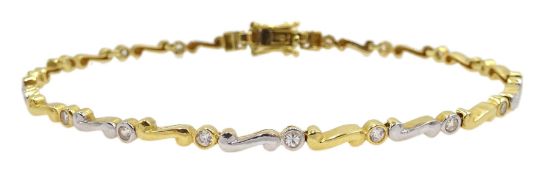 18ct white and yellow gold cubic zirconia set bracelet, stamped 750