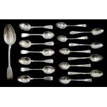 George IV silver fiddle pattern serving spoon by Hyam Hyams, London 1823 and a collection of George