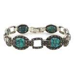 Silver turquoise and marcasite bracelet, stamped 925