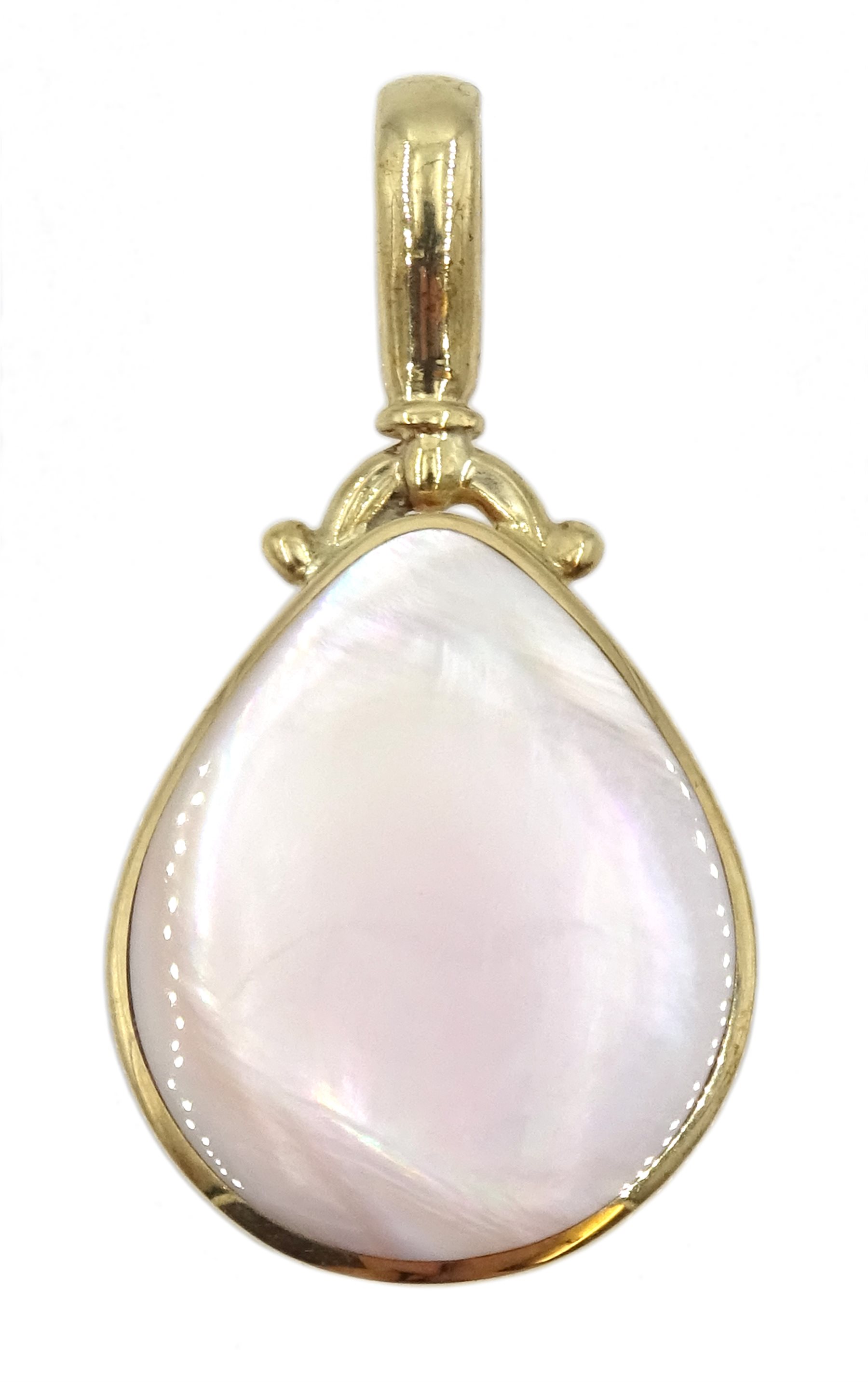 9ct gold Blue John and mother of pearl double-sided pendant, hallmarked - Image 2 of 9