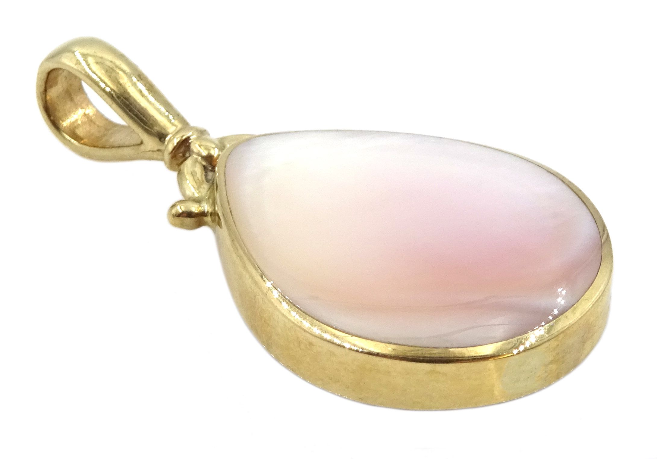 9ct gold Blue John and mother of pearl double-sided pendant, hallmarked - Image 7 of 9