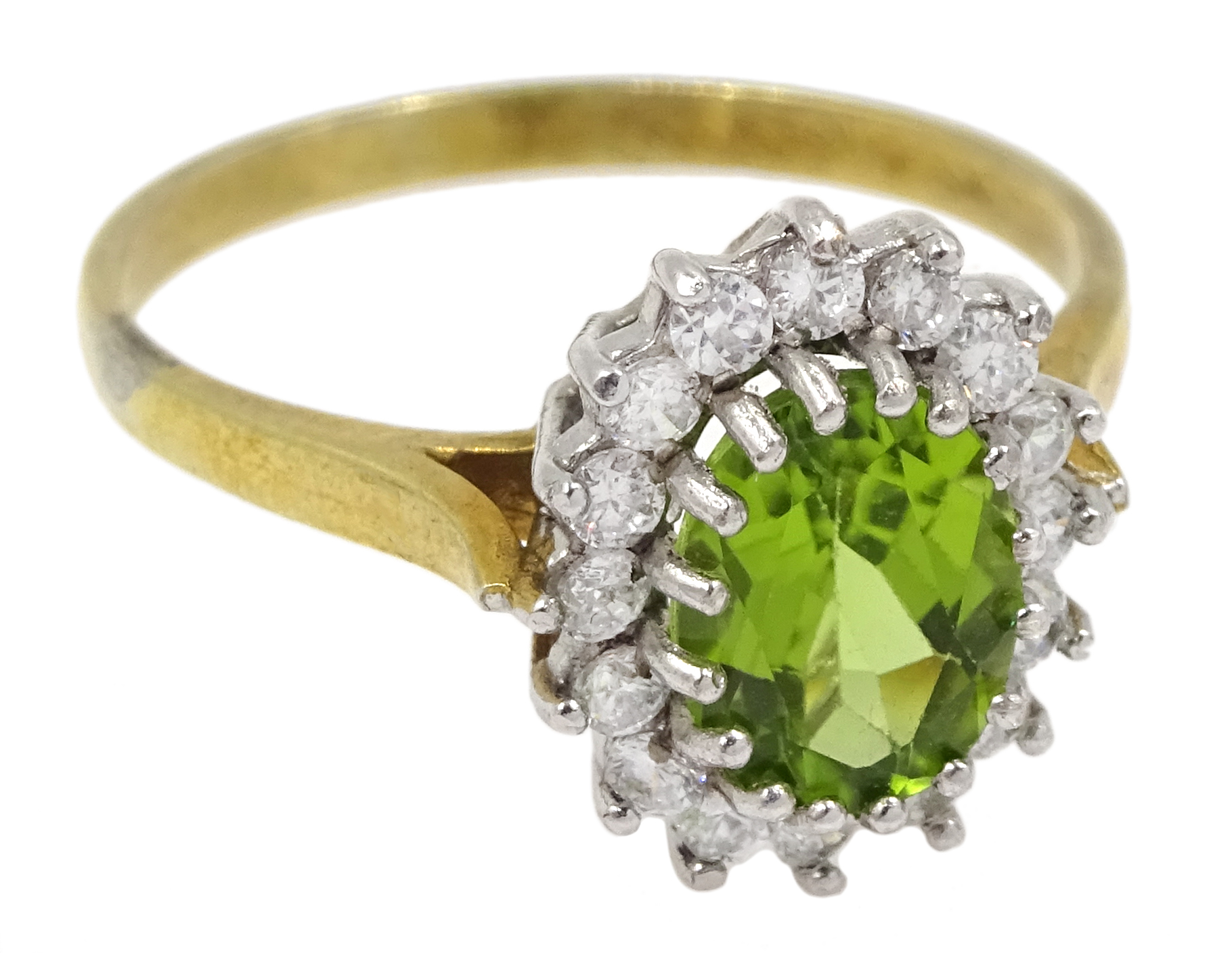 Silver-gilt peridot and cubic zirconia ring, stamped Sil - Image 4 of 5