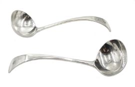 Two Victorian silver sauce ladles, Old English and Pip pattern, with engraved initial 'S' by Thomas