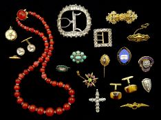 Collection of Victorian and later jewellery including two Victorian silver and paste shoe buckles, c