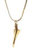 Gold Concord pendant on gold chain, both hallmarked 9ct