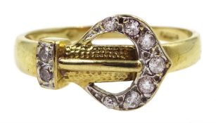 9ct gold cubic zirconia set buckle ring, hallmarked