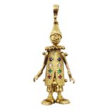 9ct gold stone set clown pendant, hallmarked