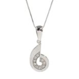 9ct white gold diamond pendant necklace, both stamped