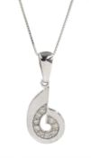 9ct white gold diamond pendant necklace, both stamped