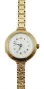 Early 20th century Swiss 18ct gold wristwatch, the manual wind movement stamped 'Peerless', case by