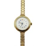 Early 20th century Swiss 18ct gold wristwatch, the manual wind movement stamped 'Peerless', case by