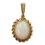 9ct gold oval opal pendant, hallmarked