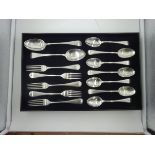 Part canteen of Victorian silver to include two serving spoons, seven dessert spoons, five dinner fo