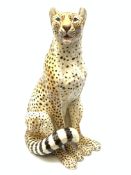 A large Italian pottery fireside model of a Cheetah, H66cm.