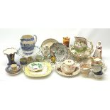 A collection of various ceramics, to include a Copeland Spode Italian jug, a 19th century Sunderland