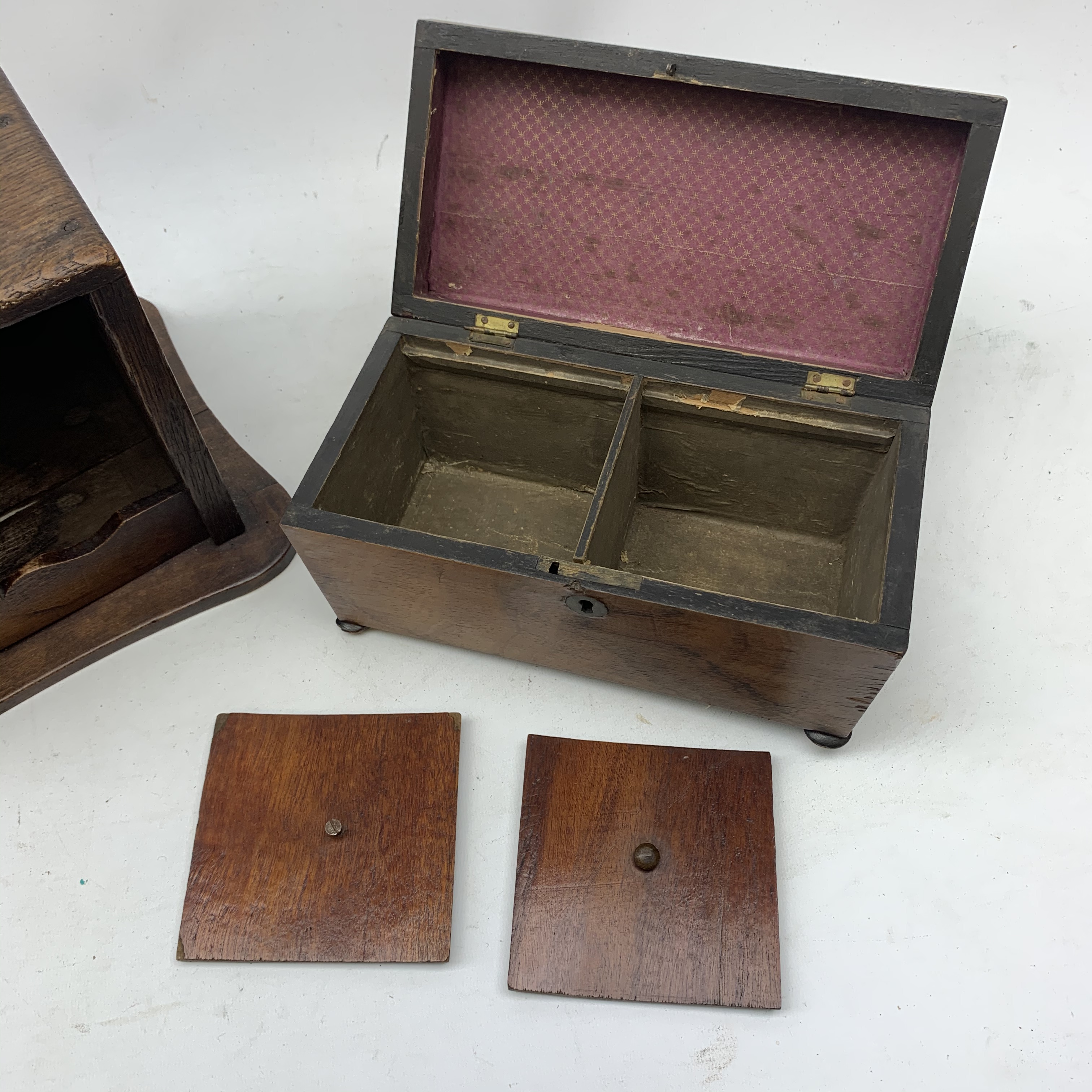 A 19th century mahogany tea caddy, of sarcophagus form and raised upon four compressed bun feet, the - Image 5 of 5