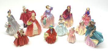 A group of twelve Royal Doulton figurines, comprising Midinette HN2090, Delphine HN2136, Delight HN1