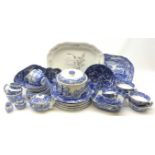 A group of Spode and Copeland Spode blue and white Italian pattern, comprising eight dinner plates,