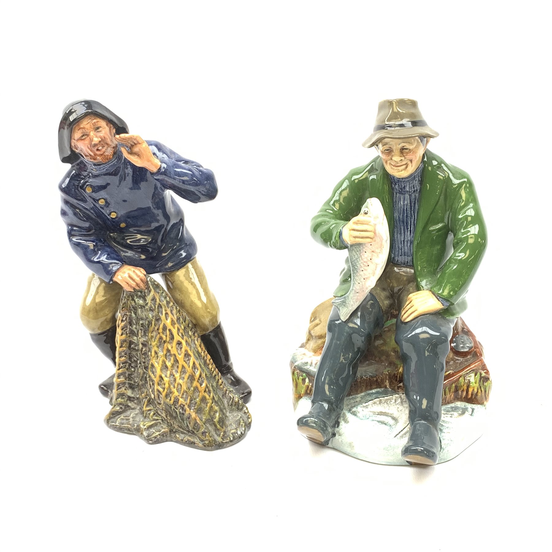 Two Royal Doulton figurines, A Good Catch HN1965, and Sea Harvest HN2357, each with green printed ma - Image 2 of 6