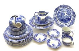 A collection of Spode Italian blue and white ceramics comprising nine dinner plates, four side plate
