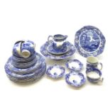 A collection of Spode Italian blue and white ceramics comprising nine dinner plates, four side plate