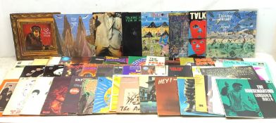 A group of various Vinyl records, to include examples by Janis Joplin, Jimi Hendrix, Talking Heads,