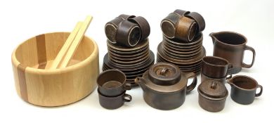 An Arabia Ruska Teaset designed by Ulla Procope, comprising tea pot, twelve tea cups, twelve saucers