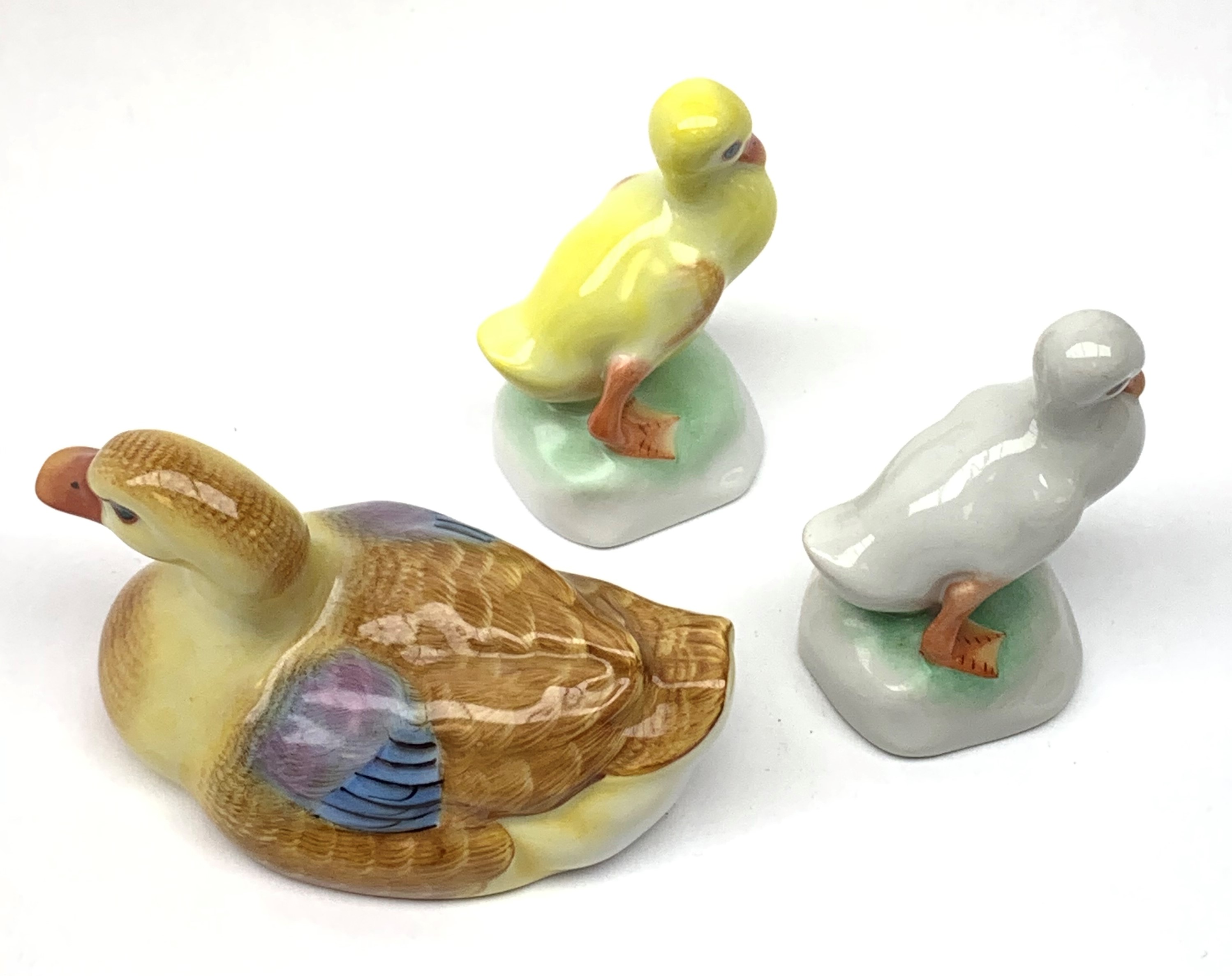 A Herend porcelain model of a Duck, together with two Herend Ducklings, each with printed mark benea - Image 2 of 3