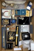 Collection of wristwatches including Zeon, Accurist, Oris, Smith and Sekonda and collection of costu