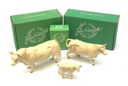 A Beswick Charolais Bull, Charolais Cow, and Charolais Calf, all with maker's boxes, each with print