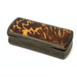 A 19th century tortoiseshell and horn snuff box, L11cm.