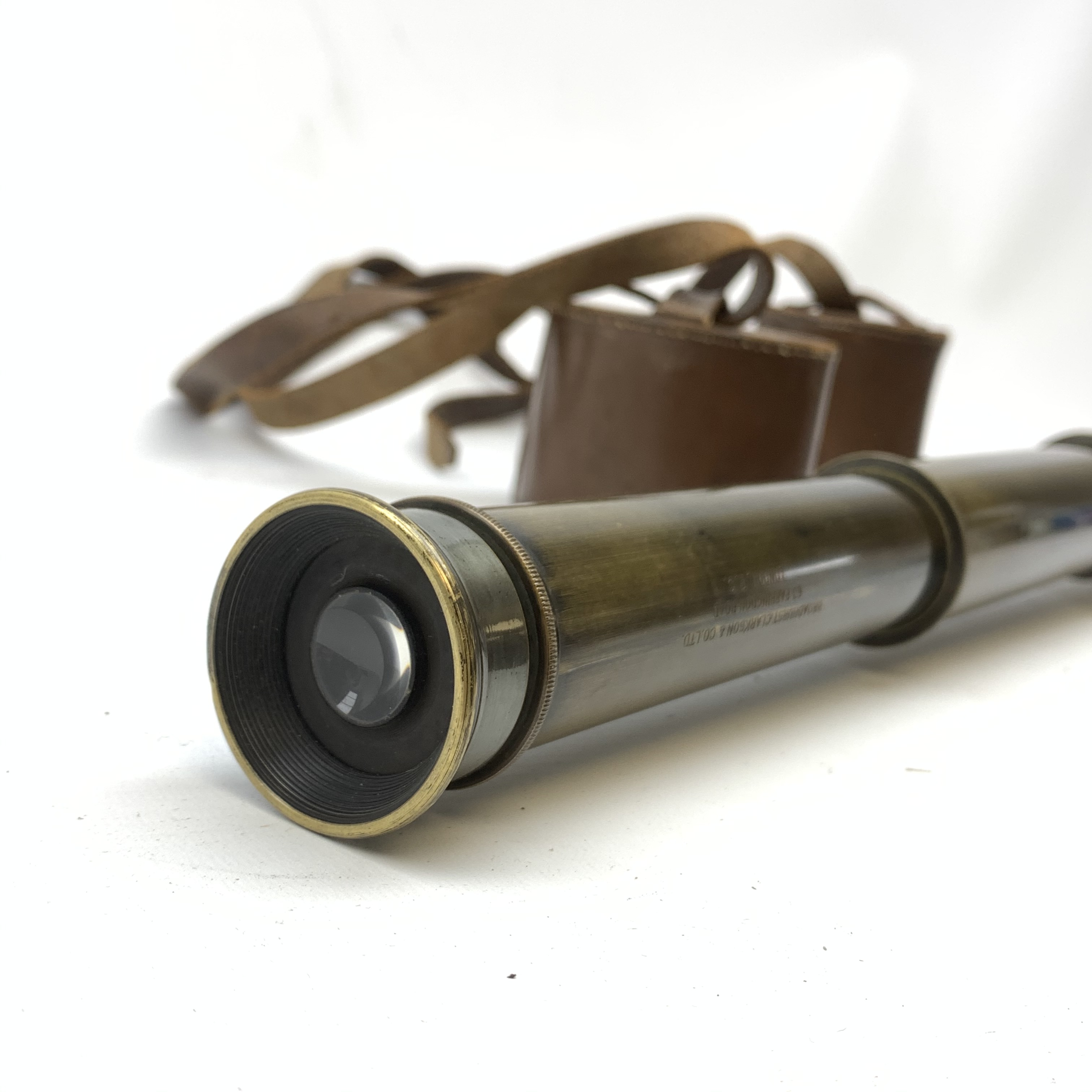 Early 20th century brass four-draw telescope inscribed Broadhurst, Clarkson and Co. London E.C., wit - Image 2 of 2