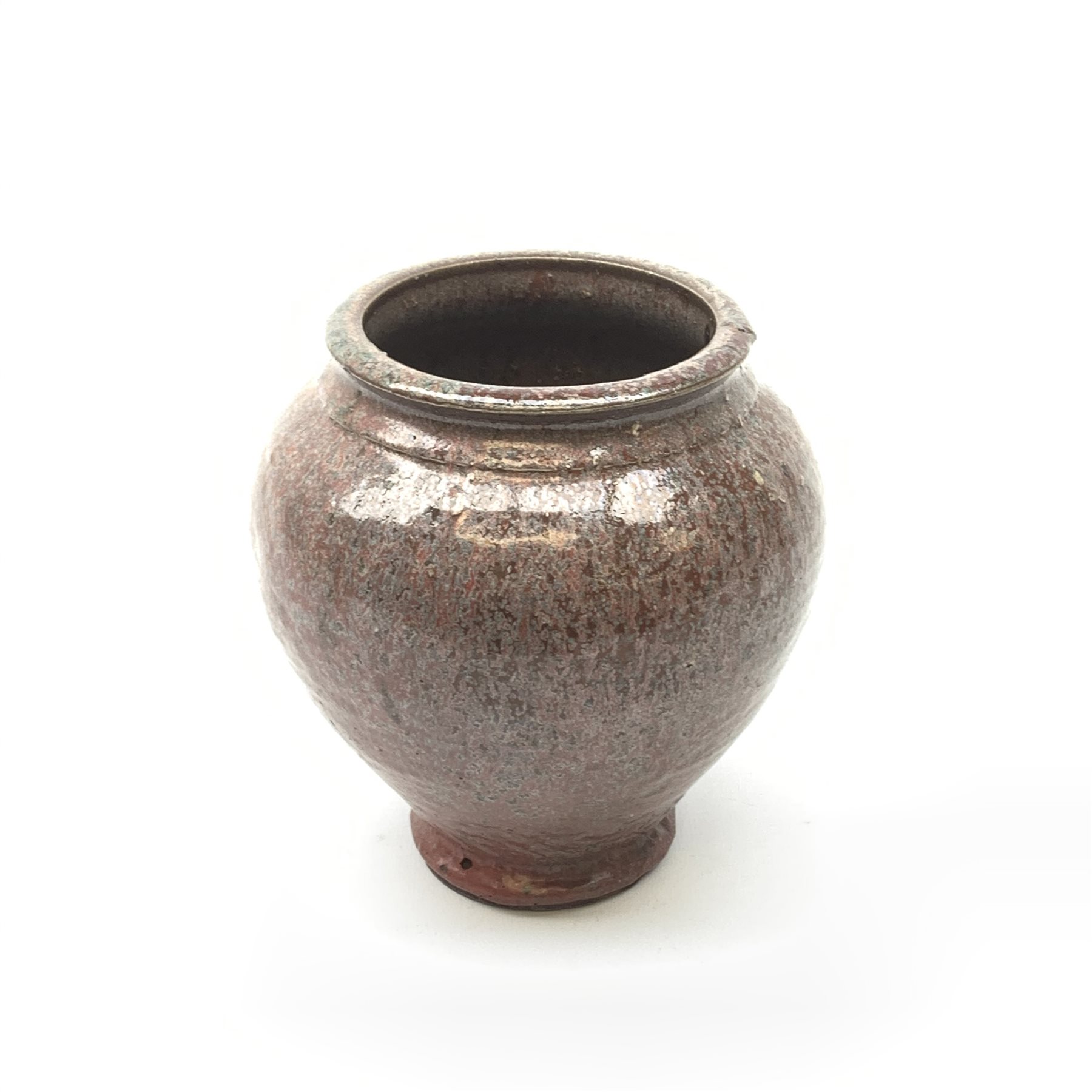 A Japanese vase, of squat ovoid form with merging purple ground, with incised character mark beneath - Image 2 of 4