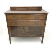 Edwardian mahogany dressing chest, raised mirror back, two short and two long drawers, square suppor