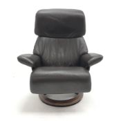 Stressless armchair upholstered in a chocolate leather, shaped support, (W81cm) and a Stressless Ell