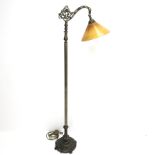 Classical style standard reading lamp with glass shade, H162cm