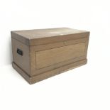 Victorian scumbled pine chest, single hinged lid enclosing fitted interior, two metal carrying handl