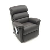 La-z-boy electric riser reclining armchair upholstered in chocolate leather, W85cm (6 months old)