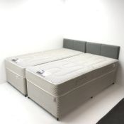 Pair Highgrove Balmoral 3' single divan beds with headboards and mattresses, W92cm, H100cm, L190cm