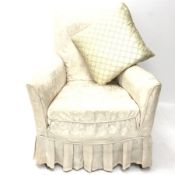 Edwardian armchair upholstered in a beige floral patterned fabric, W69cm